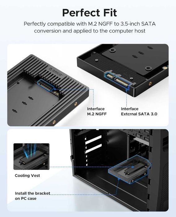 Adaptor ORICO M.2 NGFF HDD SATA 3,5 inch,SSD SATA M.2 B+M Key (D2NS)
