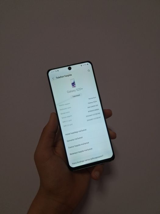 Samsung S20 Plus 8/128gb karopka dokument, ideal holatda sotiladi.