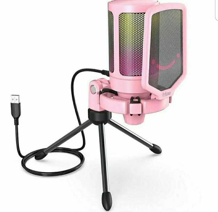 Microfon pentru gaming, Fifine A6V, roz