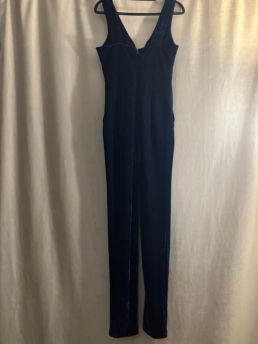 Salopeta din catifea albastra