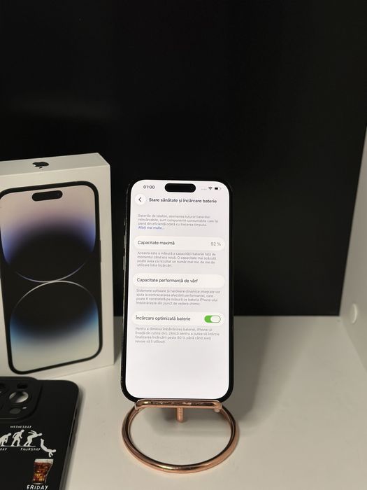 iPhone 14 Pro Space Black 128 GB 92% 128 GB 5G full box + husa ~ cablu