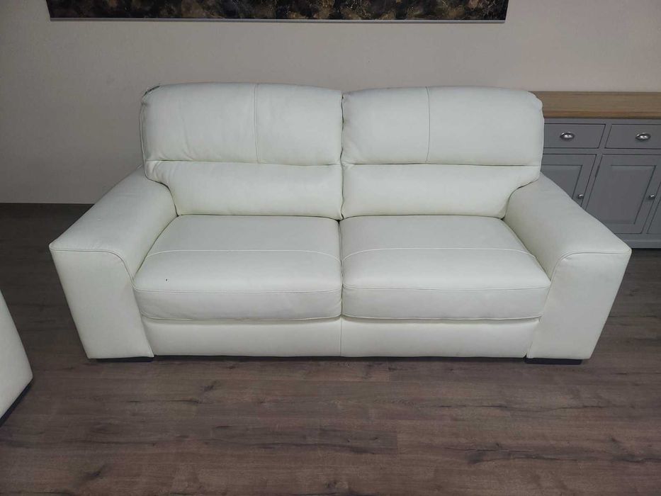 Светло кремав кожен комплект дивани тройка,двойка и фотьойл