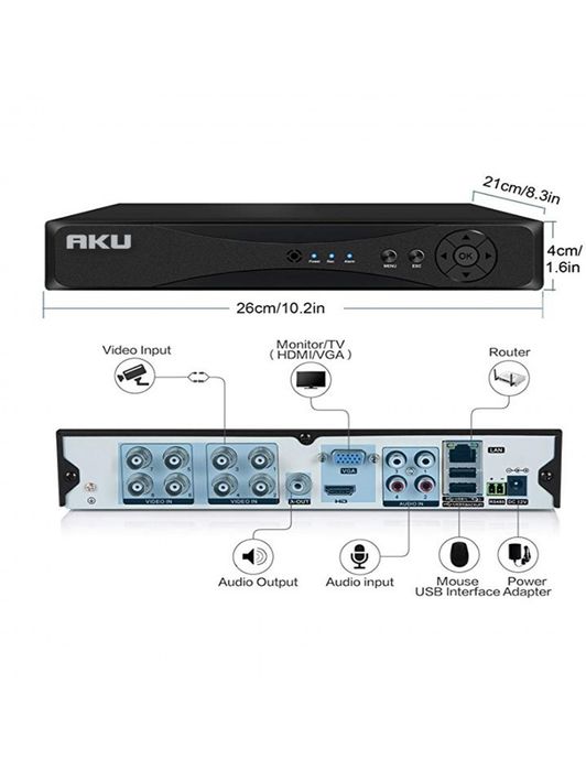 Digital Video Recorder AKU 8 canale CLEAR FULL HD 2 MP 1080N, audio v