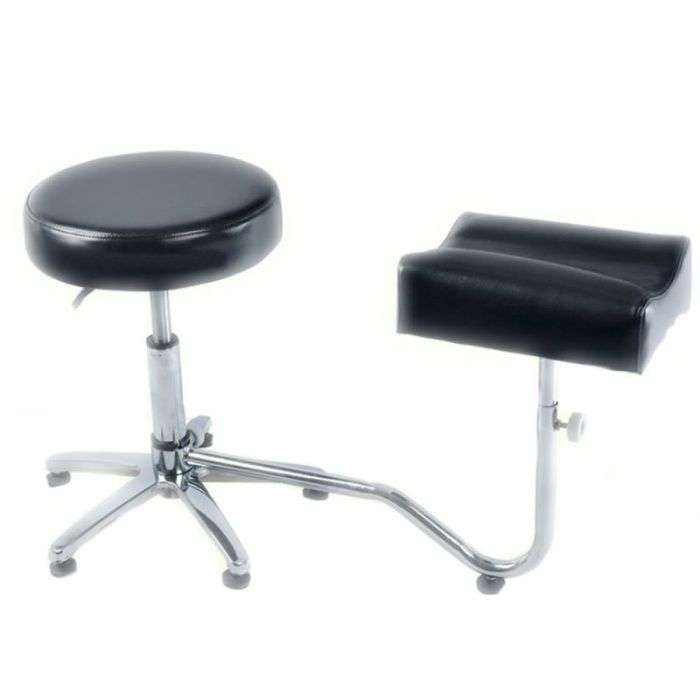 Scaun cu Suport Pedichiura alb/negru- Structura Metalica - Mobilier