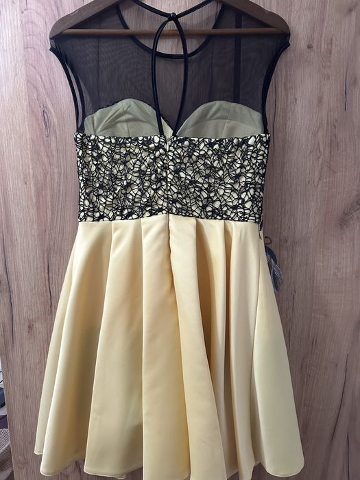 Rochie de ocazie KeïKeï, galben și negru, mărimea 40