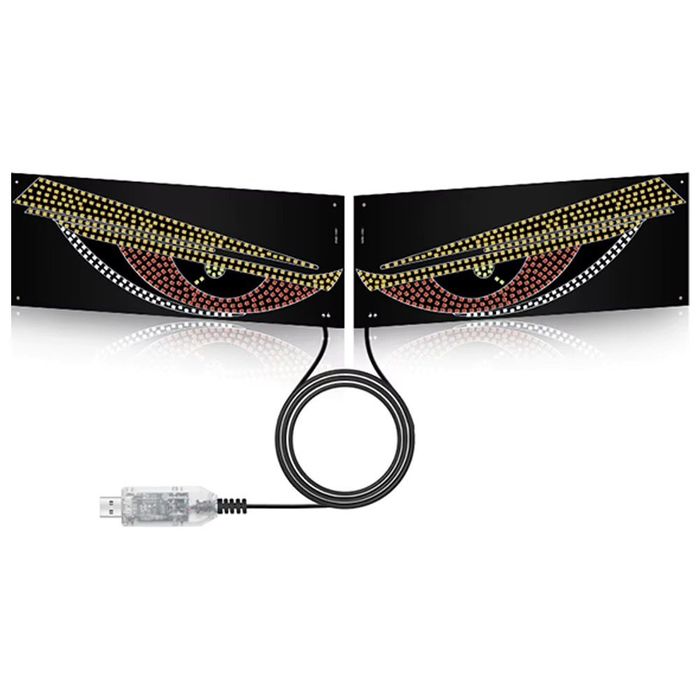 Ochisori LED RGB Auto pentru Luneta/Parbriz, Efect Demon Eyes Animat, Alimentare USB
