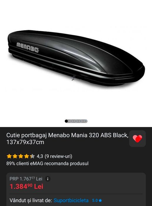 cutie portbagaj Menabo 320 si bare