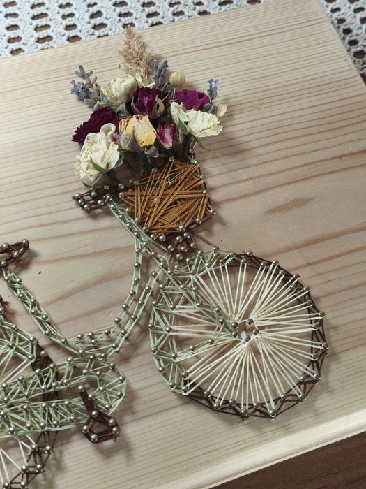 Два броя картини ретро колело със сухи цветя