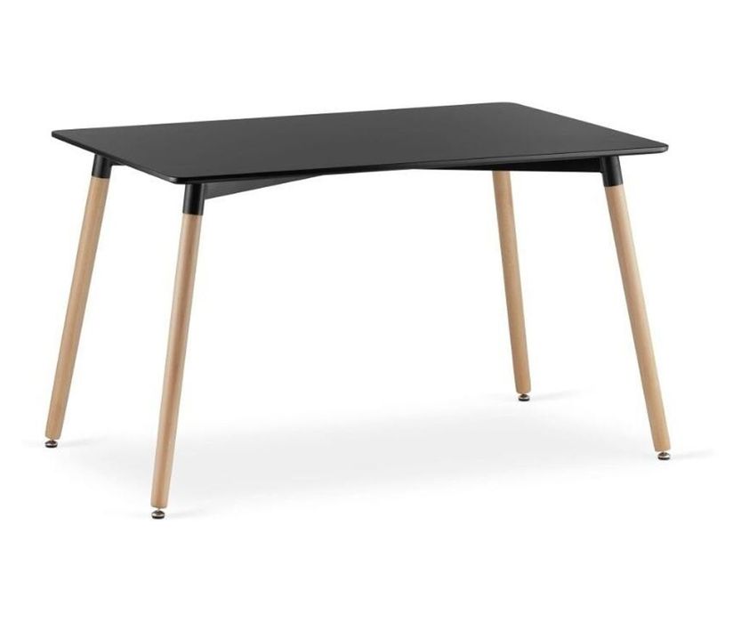 Модерна трапезна маса Кухненска 4 с дървени крака регулируеми  черна