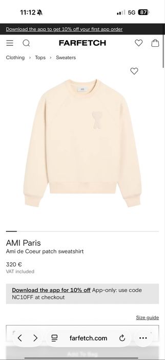 Sweatshirt beige patch de coeur ami paris