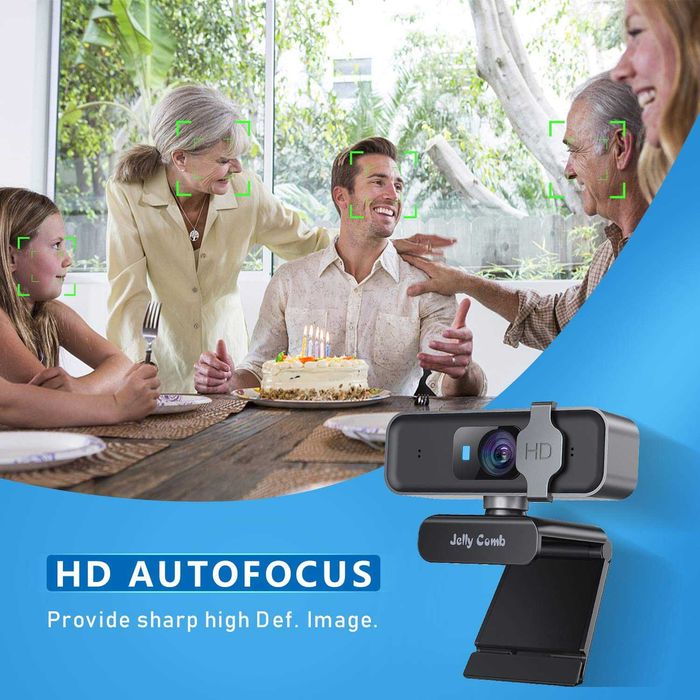 Jelly Comb уеб камера Full HD 1080P за видео разговори, сребърно черна