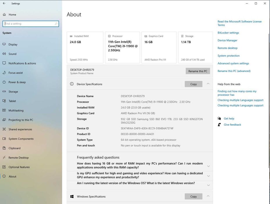 PC Profesional de Studio i9 11900 AMD Radeon PRO VII 16GB VRAM!