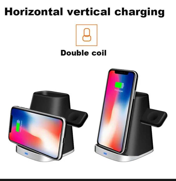 Беспроводное зарядное устройство QI  3 в 1 для iPhone Samsung!