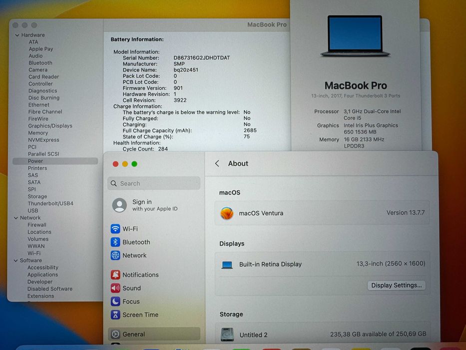 13.3' Core i5 Apple MacBook Pro Mid 2017 TouchBar 16GB RAM/256GB SSD