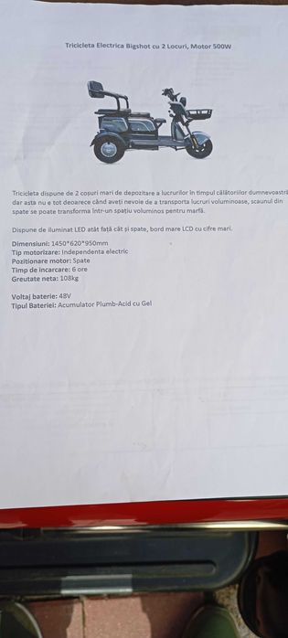 tricicleta electrica adulti noua si foarte convenabil mult sub pret