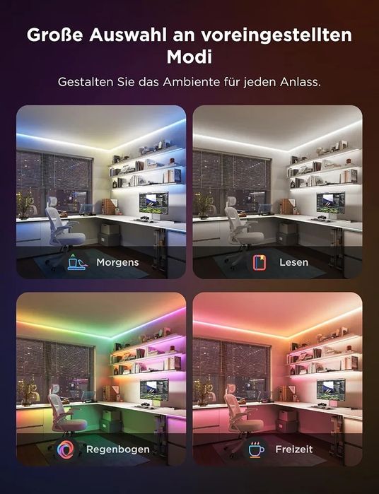 Govee COB LED лента Pro, LED светлини съвместими с Alexa, Google Assistant и Matter, RGBICW светлина с топло бяло, променяща цвета си светлинна лента