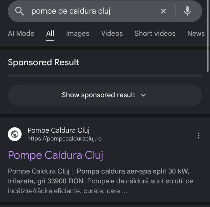 Domeniu Web Premium - PompeCalduraCluj.com - 1250 LEI