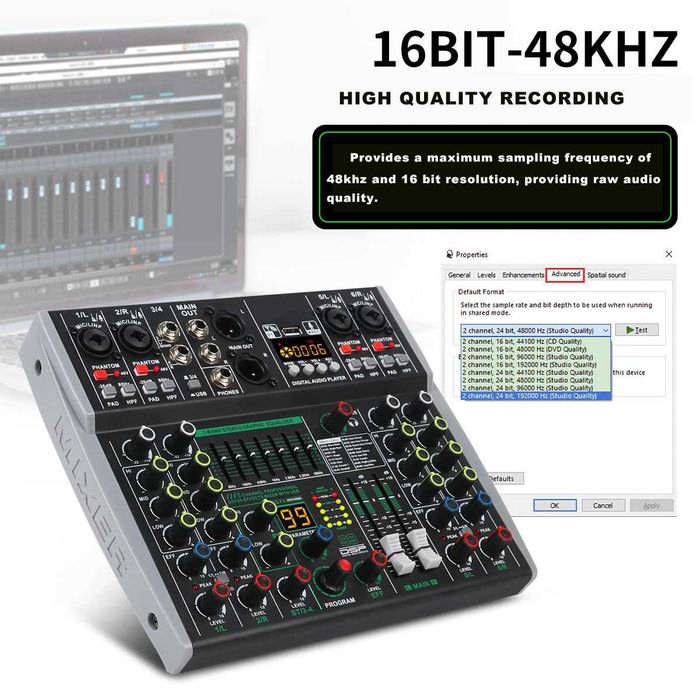 Pasiv mixer audio 6 canale AK6 Stereo canal 99 Efecte digitale DSP USB Bluetooth Egalizator 7 benzi