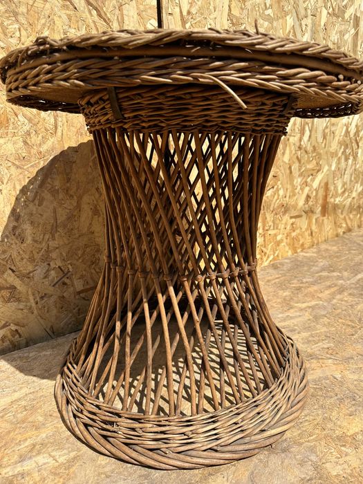 Masuta din ratan cu blat rotund 63x63 cm; Masa terasa/gradina