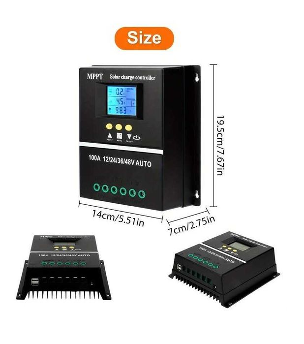 Controler solar MPPT,12V/24V/36V/48V, 80A LCD, NOU !