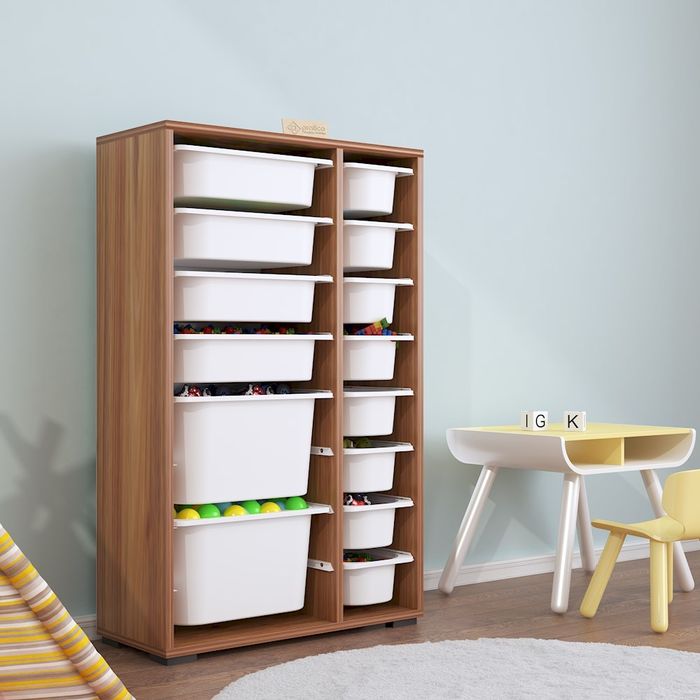 Мултифункционален Шкаф, Етажерка за играчки с 14кошници