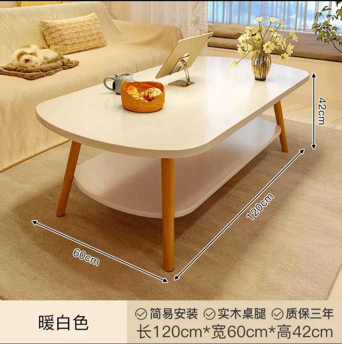 Журнальный Стол с полкой столик деревянный белый двухуровневый 3 вида