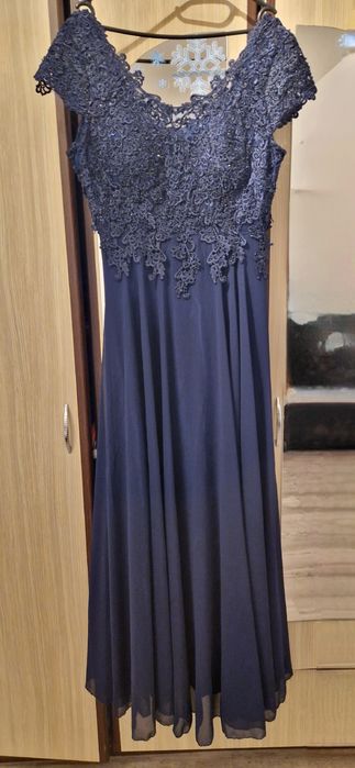 Rochie dama eleganta nunta marime mare 4xl 48 50 bleumarin