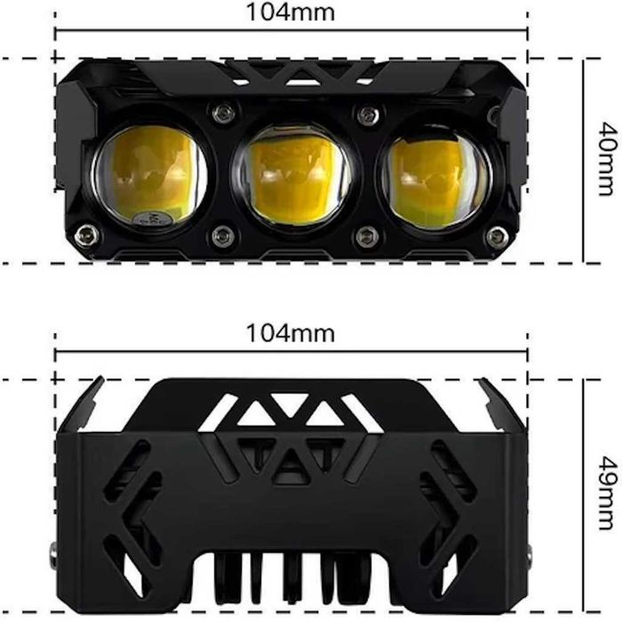 Универсални 3 LED Халогени за Кола/Мотор 12-24V - БЯЛО/ЖЪЛТО