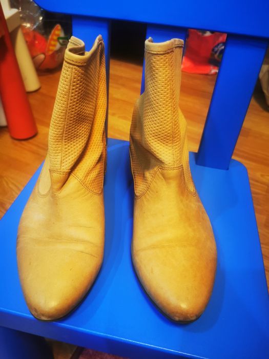 Cizme piele maro deschis Stradivarius