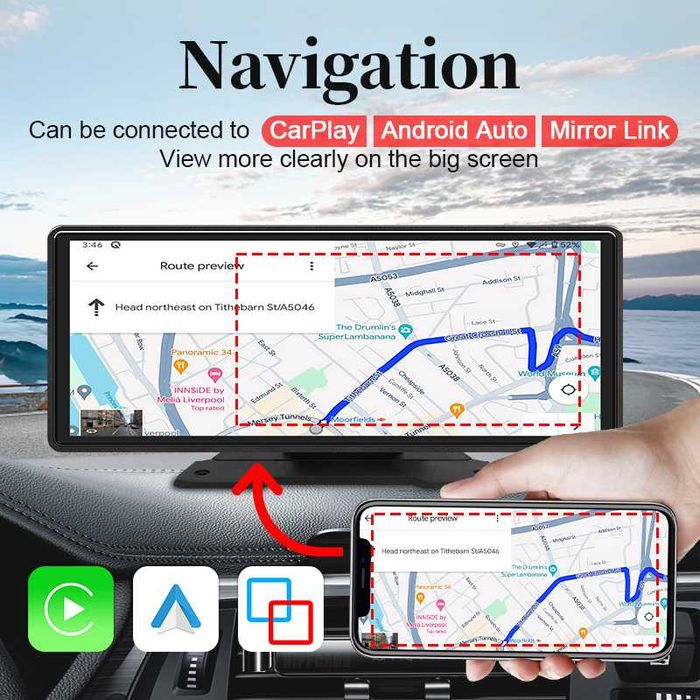Sistem Multimedia Carplay Android Auto NAVI 10 inch + camera marsarier