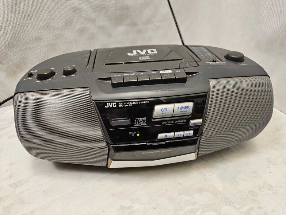 Radio CD Casetofon Portabil JVC RC-BX15 Boombox 1-Bit DA Converter CD Player Tuner FM AM Casetofon Camera Copii Jucarii Haine Copii