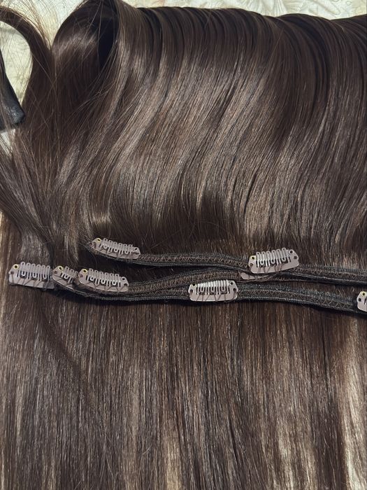 Diverso hair Естествена коса шоколад екстеншъни с щипки - човешка коса