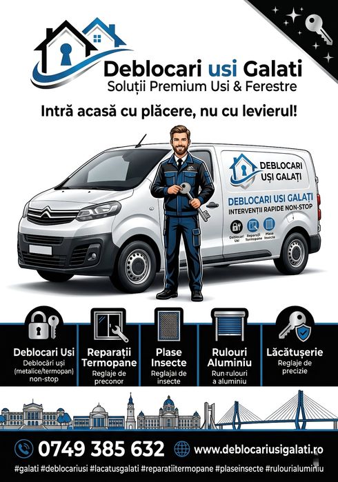 Deblocari Usi/Reparatii Termopane/Rulouri/Plase/Urgente usi /Lacatus Usi