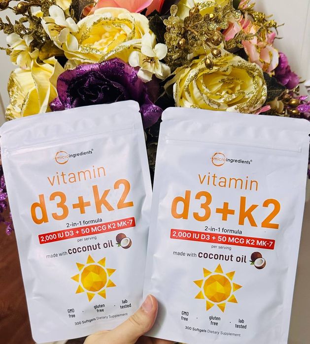 Vitamin d3 k2 - 10000 dozali,300 softgel,д3 к2, 200 mcg,Kokos yogi bla