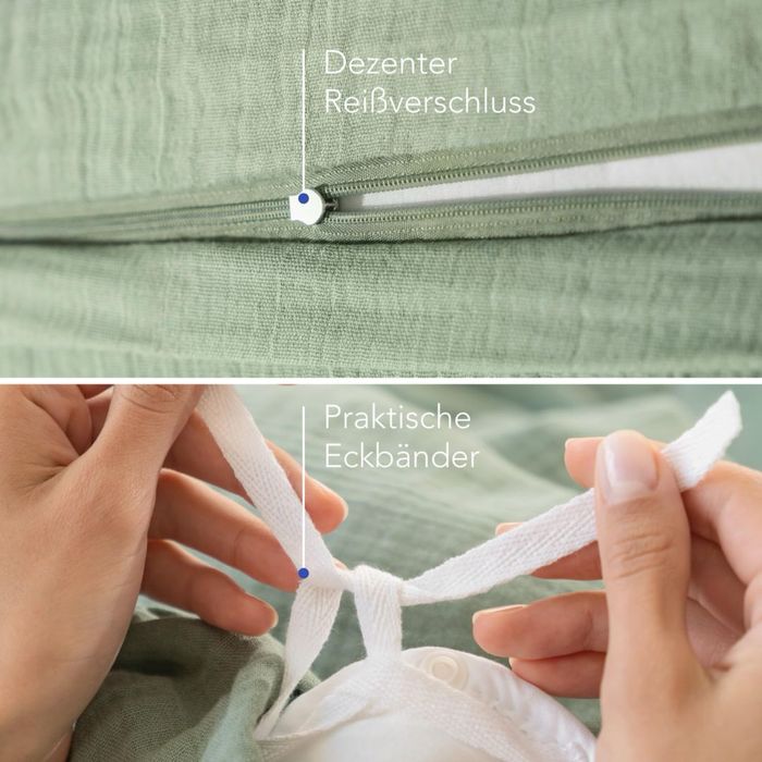 Lenjerie de pat Dreamzie 135x200 din bumbac muslin 100 %, culoare verde