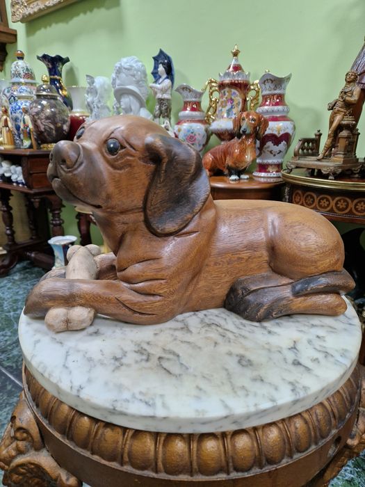 Уникална голяма антикварна английска дървена фигура статуетка