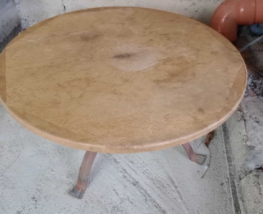 Masa de cafea rotunda blat lemn masiv 95 cm. diam