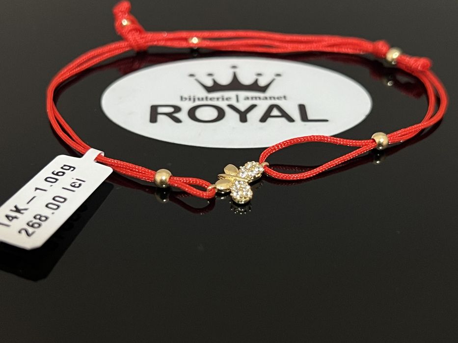Bijuteria Royal CB : Bratara cu snur bile aur 14k 1,06 grame