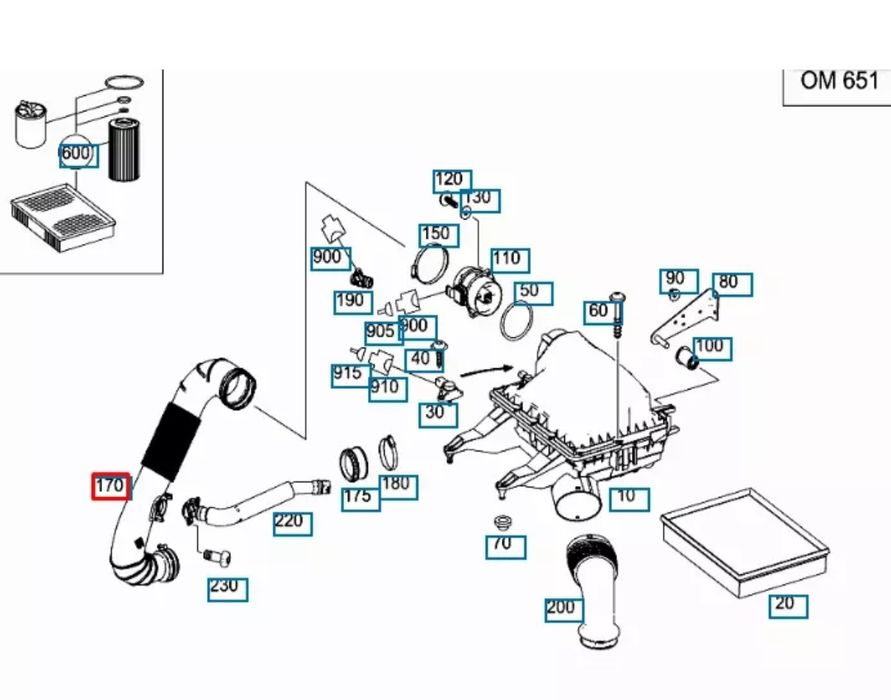 Furtun Admisie Filtru Aer Sprinter Vito- Viano Motor 3ooo  PRODUS NOU