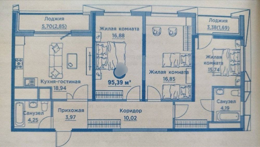 Regnum Plaza NRG 95м2 White Box 4 Комната