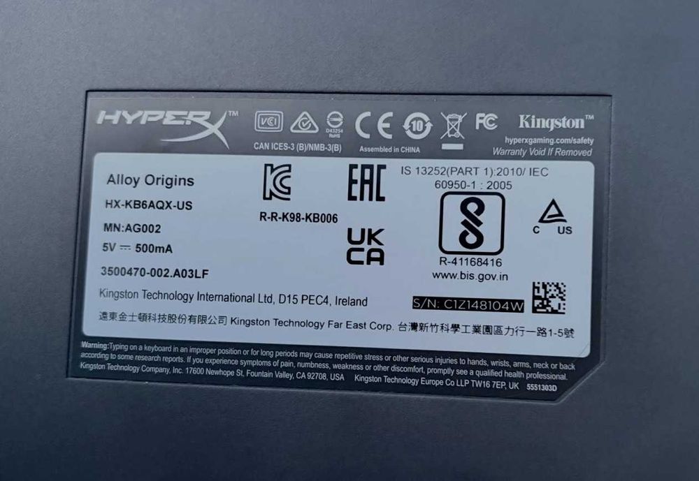 HyperX Alloy Origins blue switches