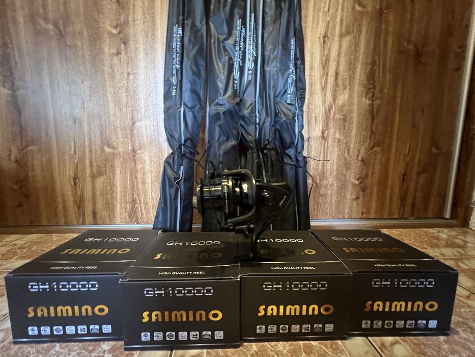 Set 4 Lansete WindBlade Hunter Crap 3.6 + 4 Mulinete SAIMINO GH 10000