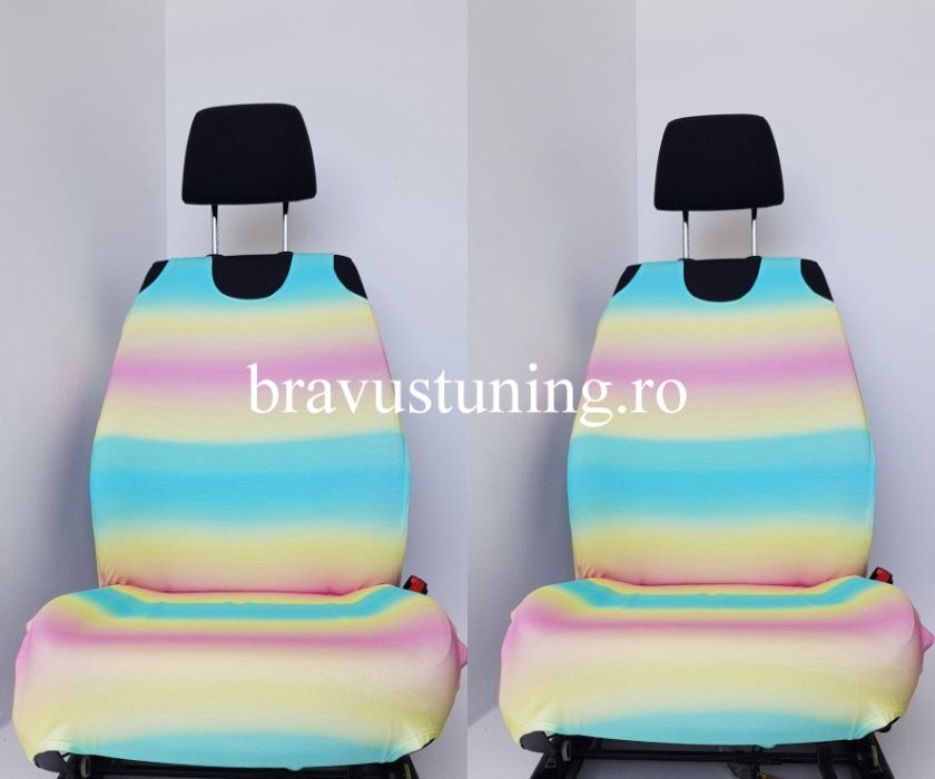 Huse scaun auto Maieu Bumbac Curcubeu