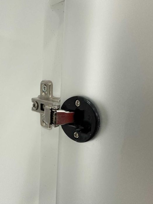 Бял долен шкаф за баня 75 см със стъклени врати - мивка маями