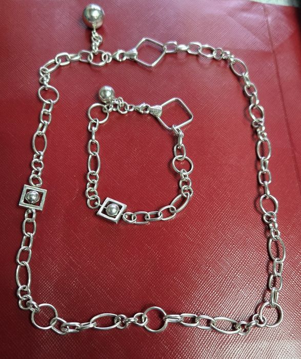 Сребърни синджир и гривна