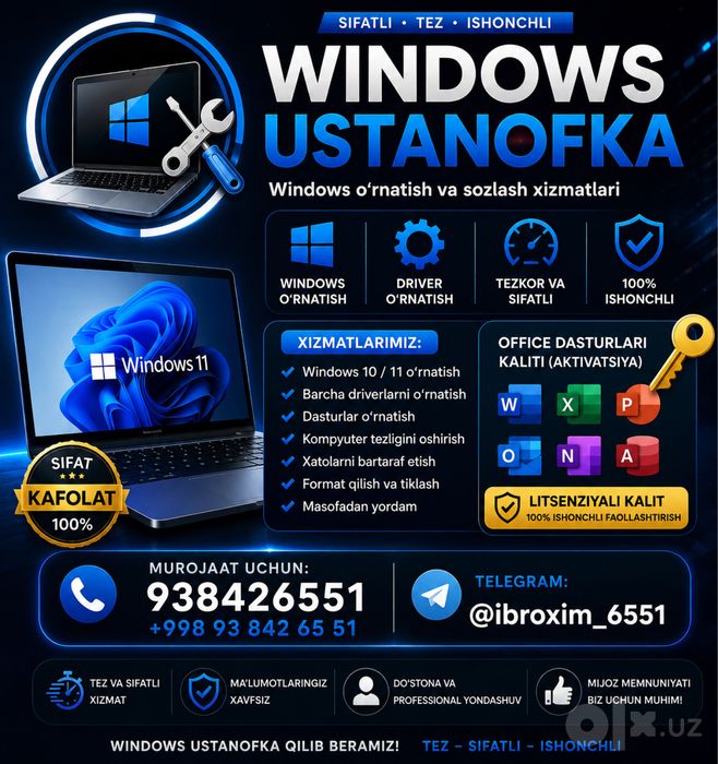 Windows ustanofka qulay va tez