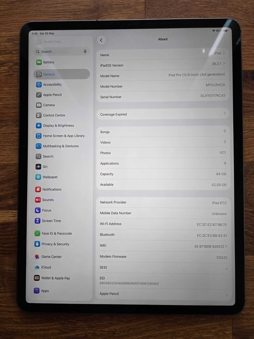 iPad Pro 12.9-inch (3rd generation) + Apple Pen + калъф - като нов