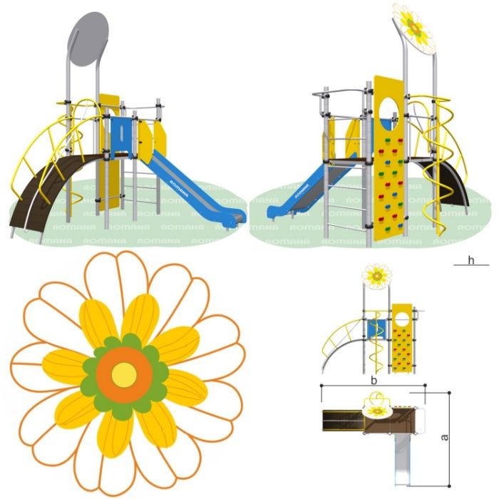 Детские игровые площадки для детских садов ROMANA Качели Горки Качалки