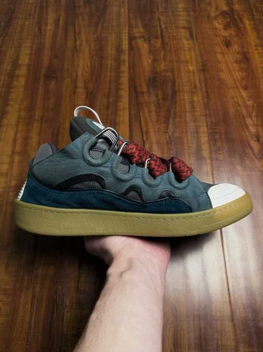 Lanvin Curb Chunky Suede Blue Red 40-46
