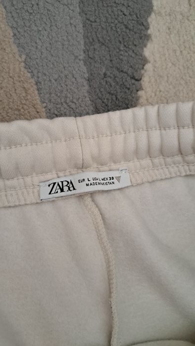 Pantaloni crac larg Zara, L, crem